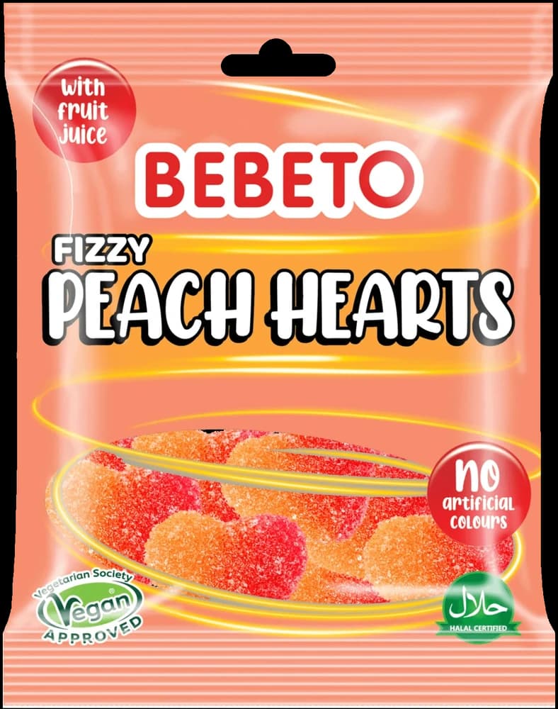 Bebeto Fizzy Peach Hearts 150g
